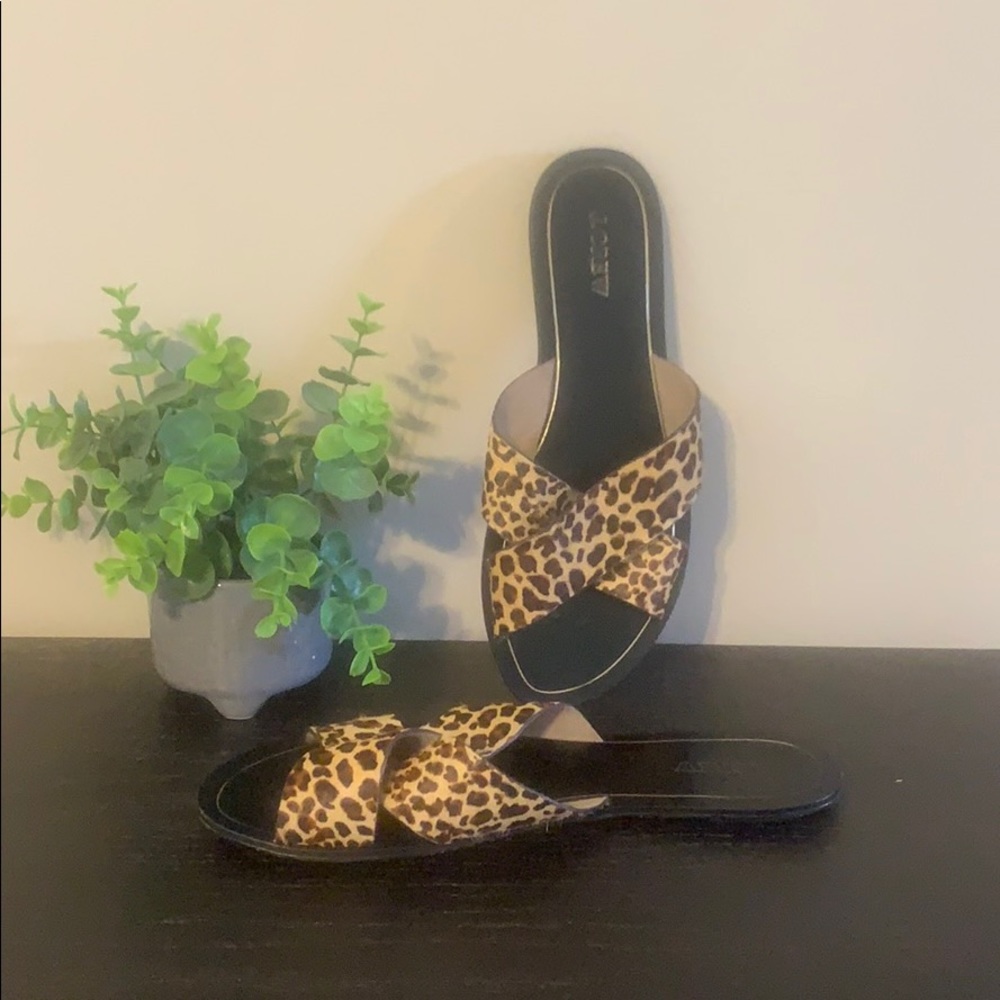 JCREW Leopard flat sandal , size 10